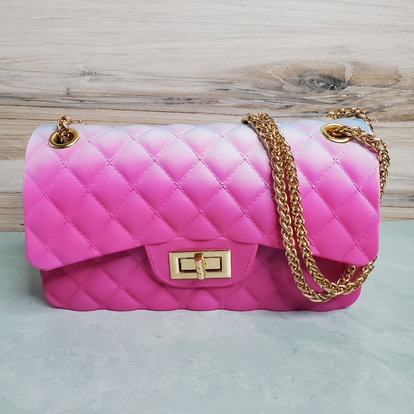 Handbags - New! Pink and Blue Quilted Jelly Crossbody